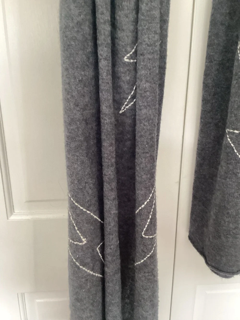 Sundry Revolve Wool Cashmere Wrap Scarf White Bolt Stitch Charcoal Grey